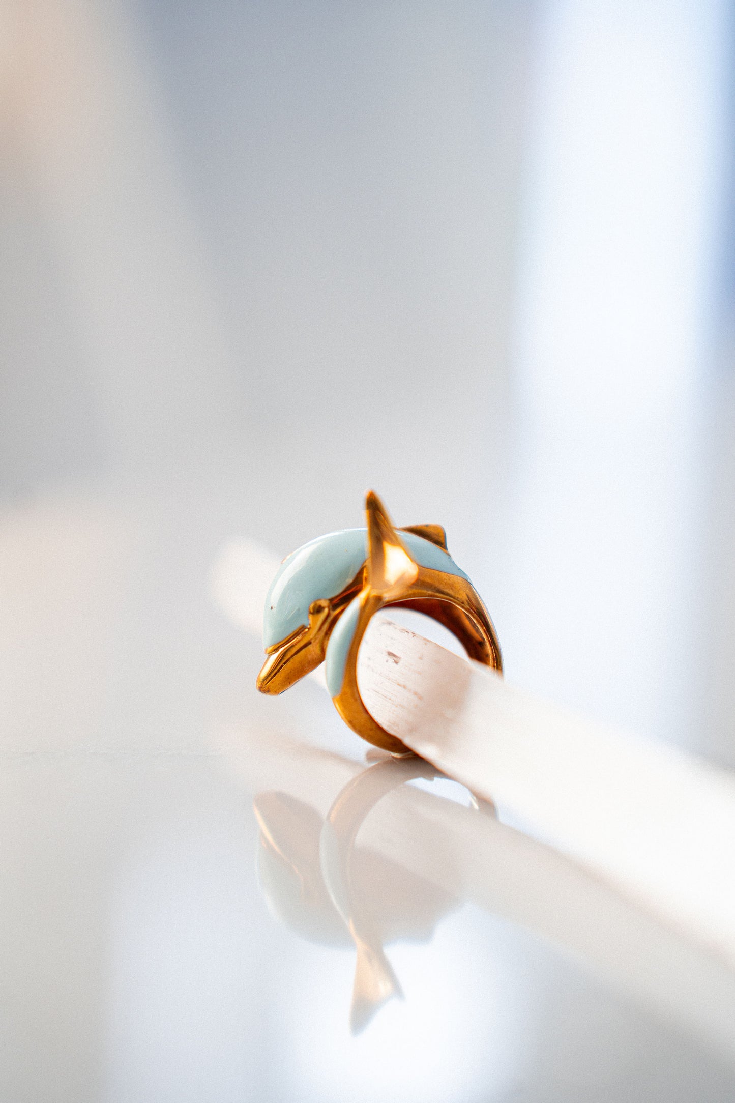 Baby Blue Statement Dolphin Ring