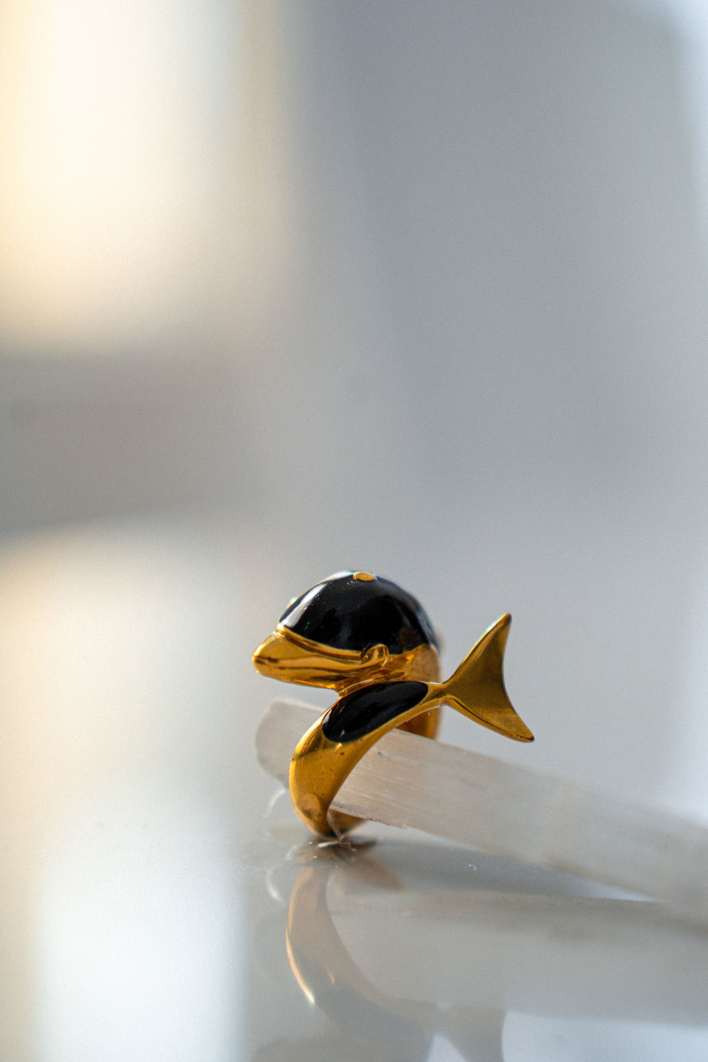 Black Statement Dolphin Ring