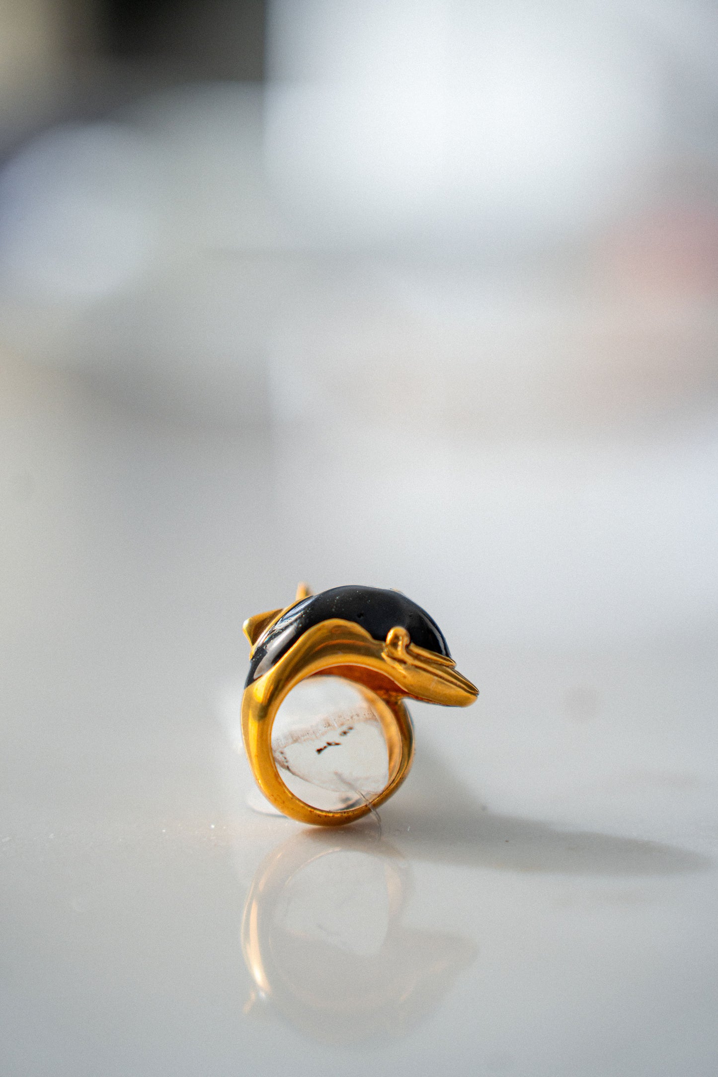 Black Statement Dolphin Ring