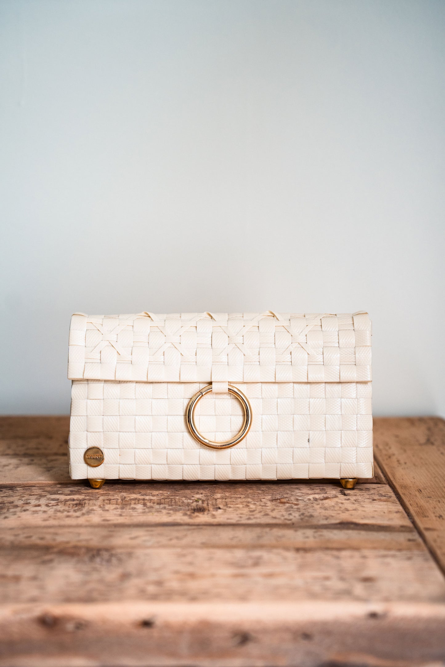 Beige Woven Handbag