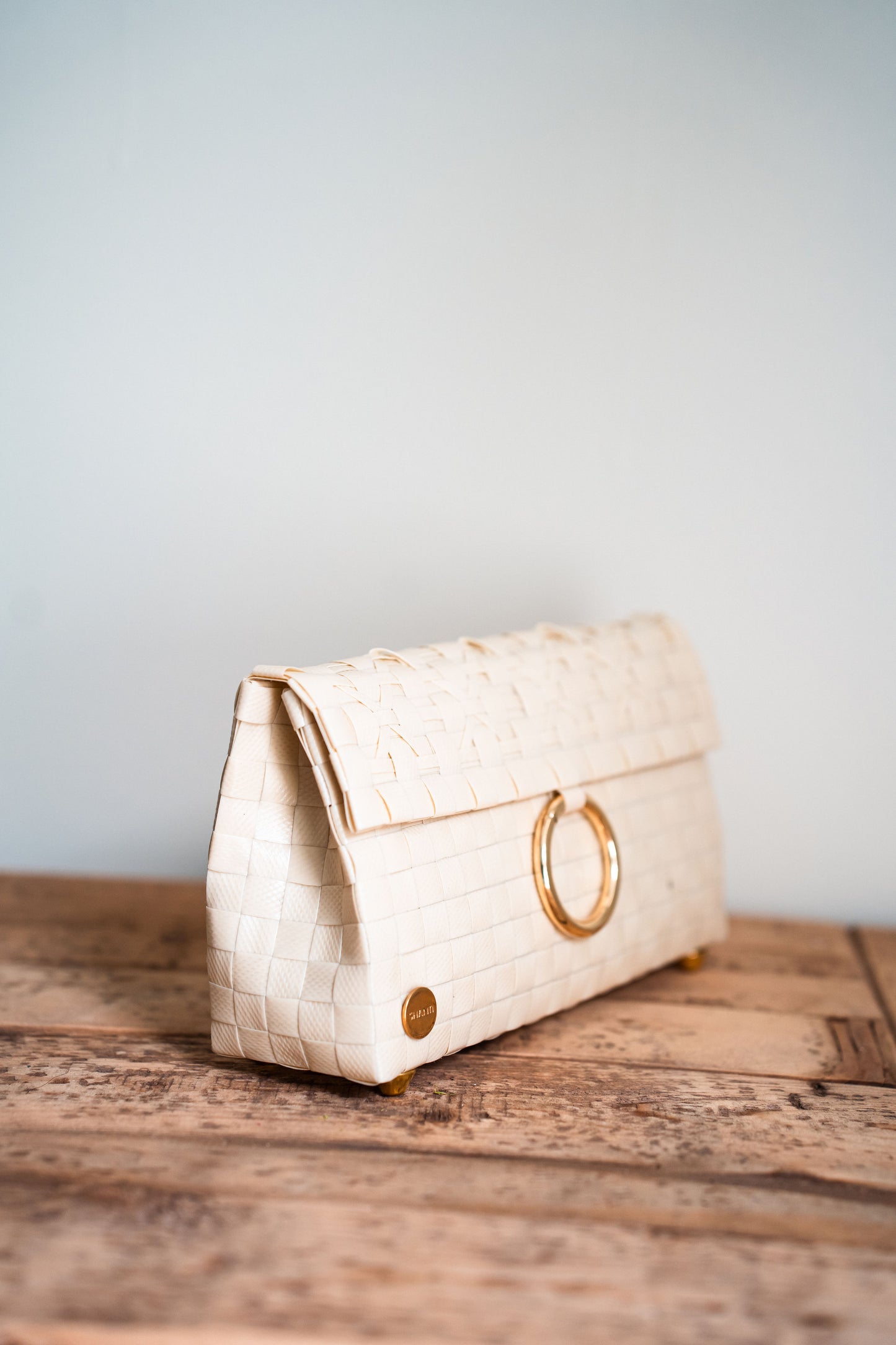 Beige Woven Handbag