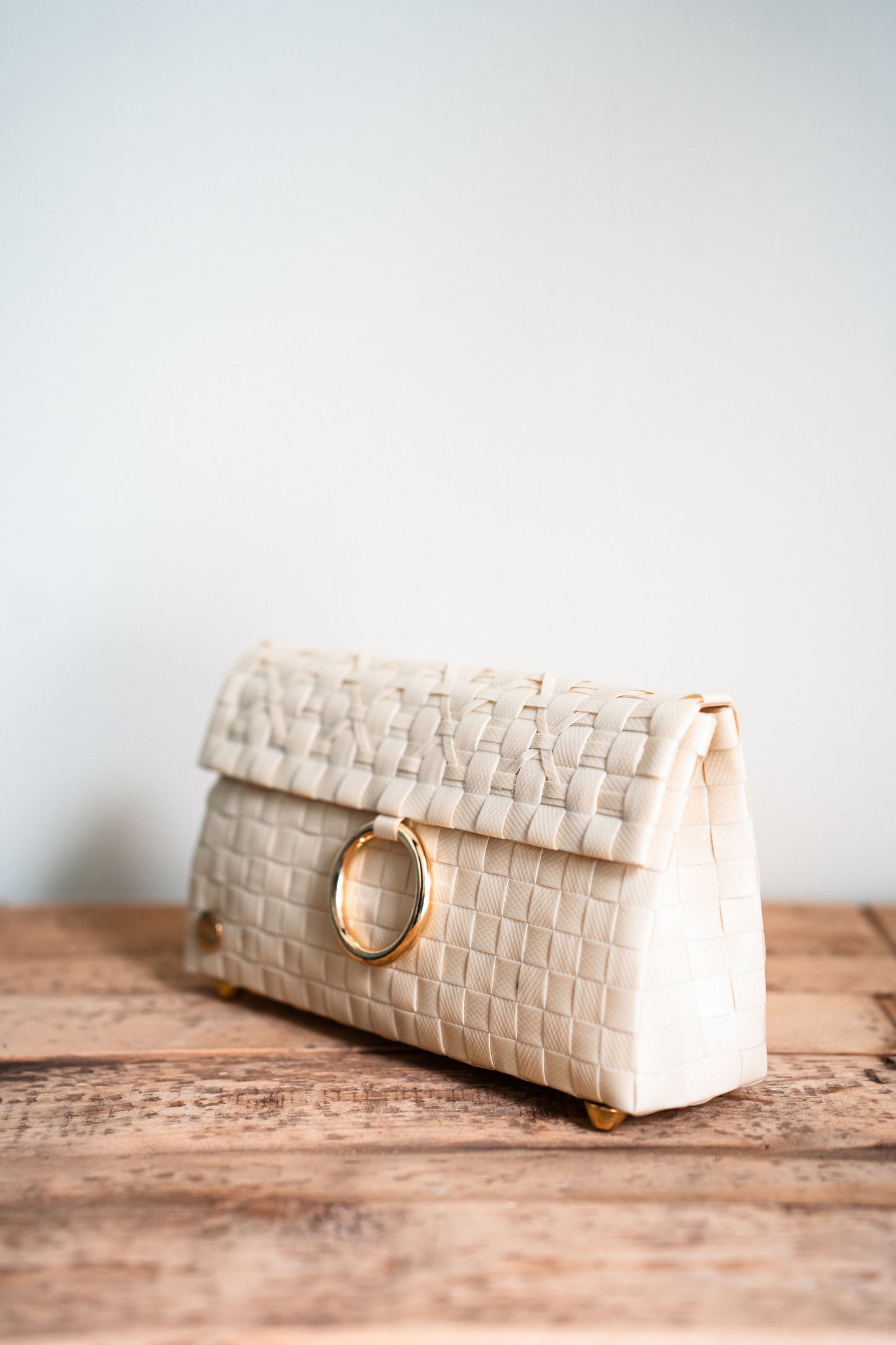 Beige Woven Handbag