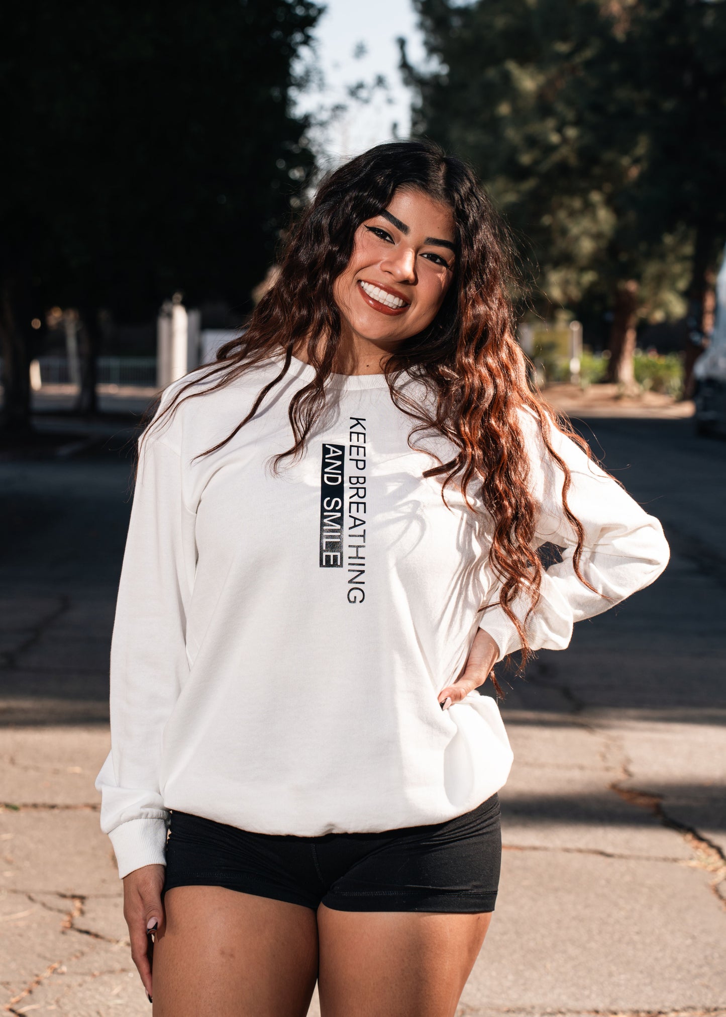 Keep Breathing White Sweater