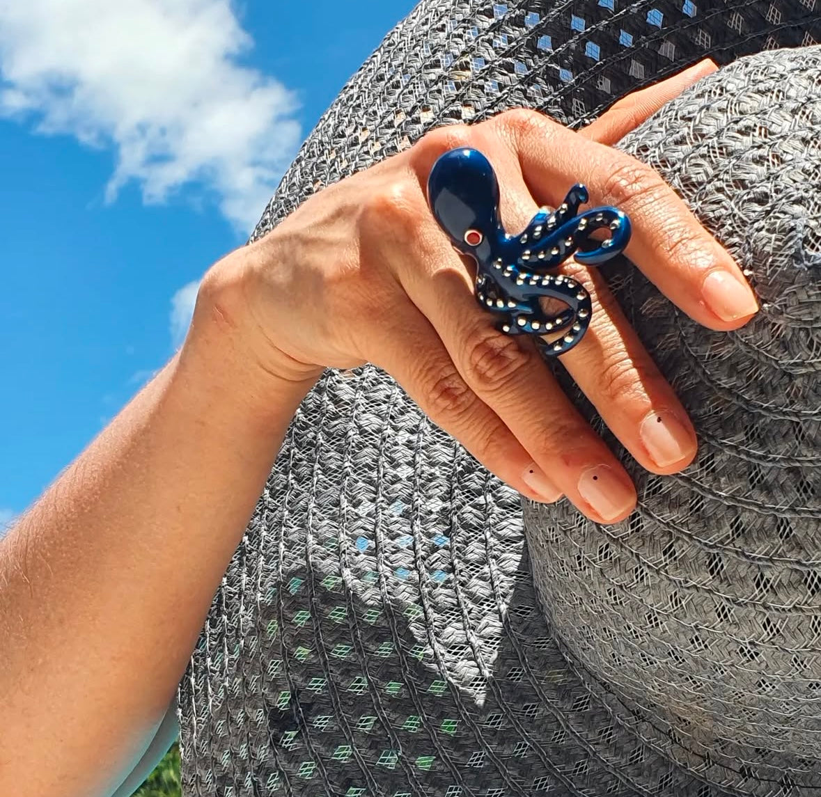 Blue Octopus Ring