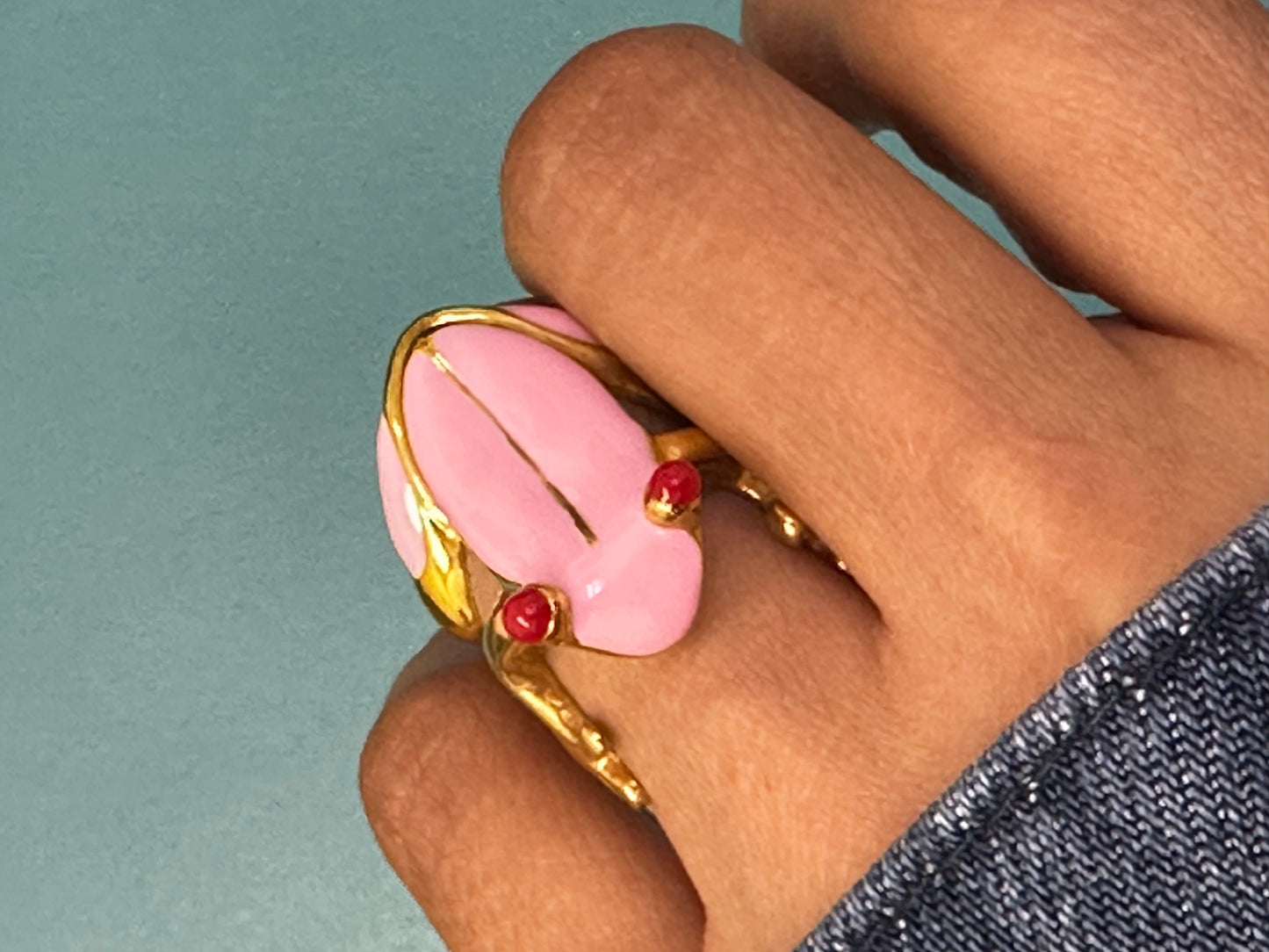 Baby Pink Frog Ring