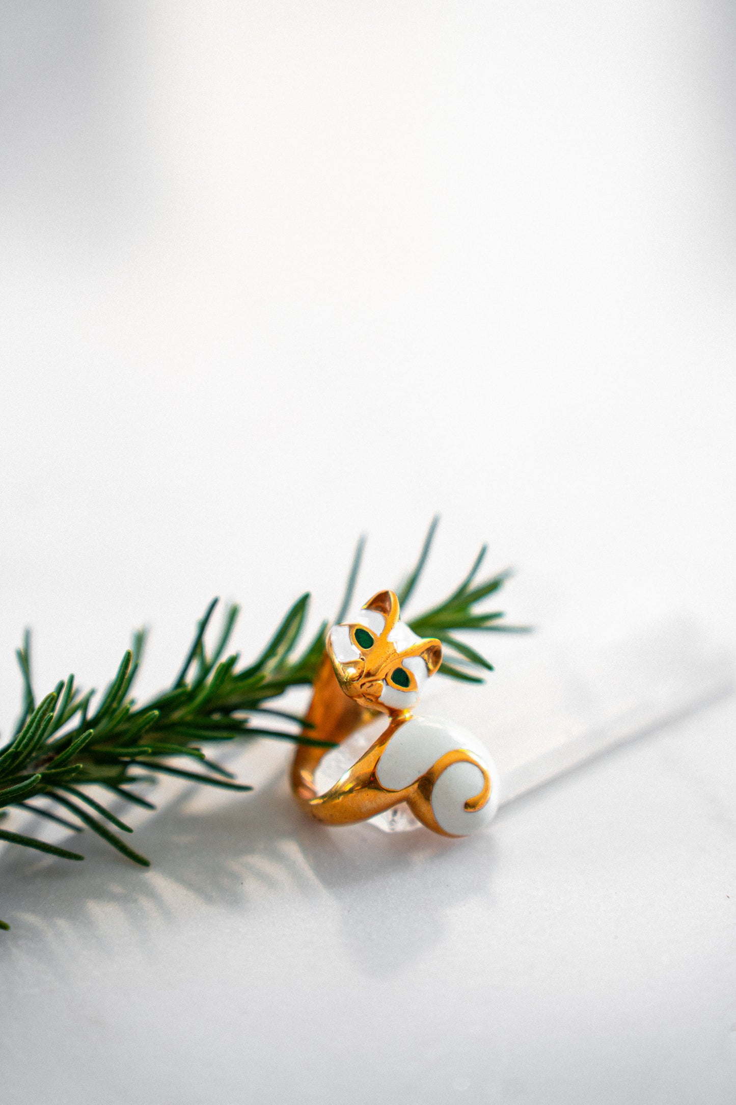 White Wrap Around Cat Ring