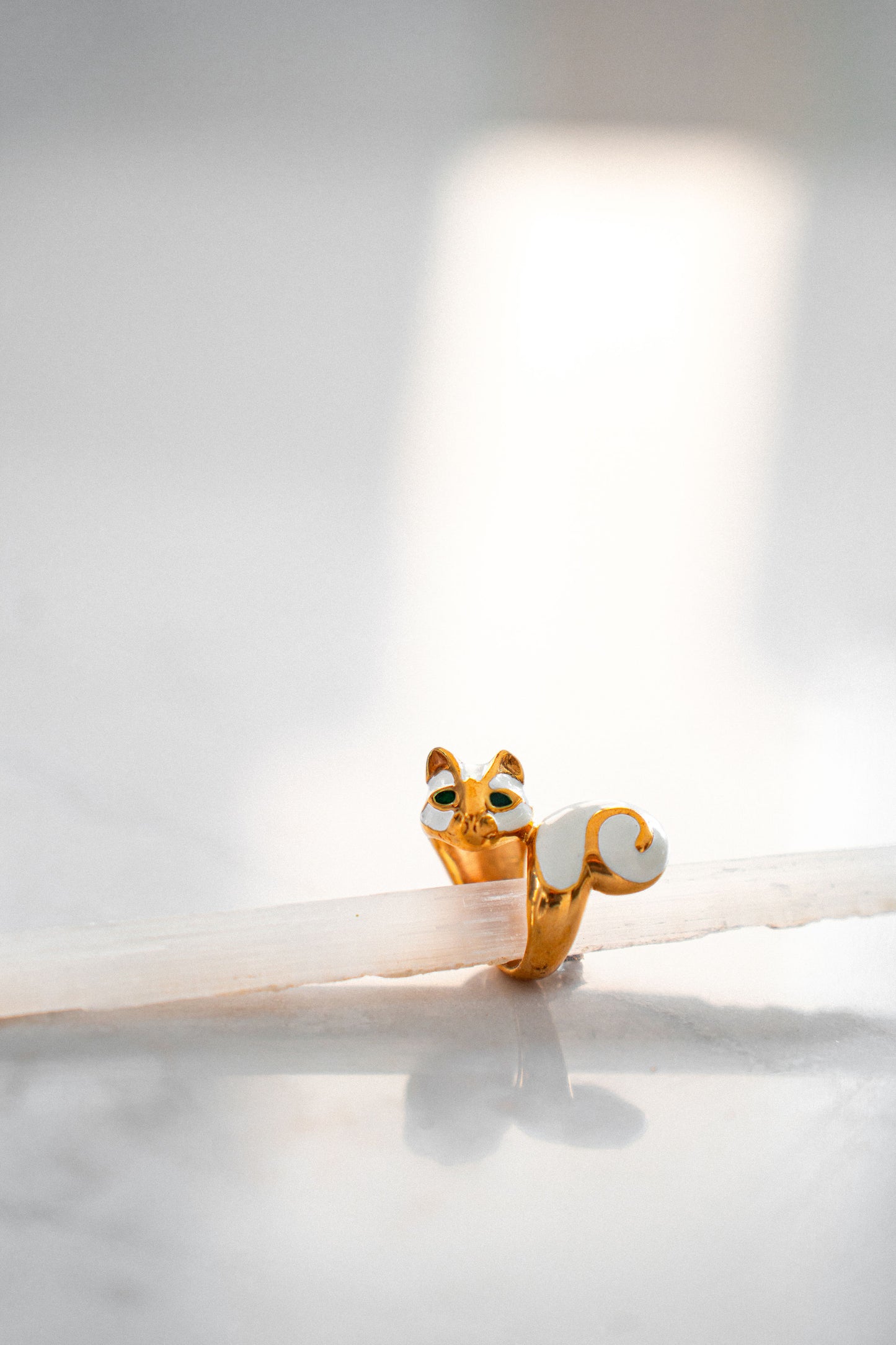White Wrap Around Cat Ring