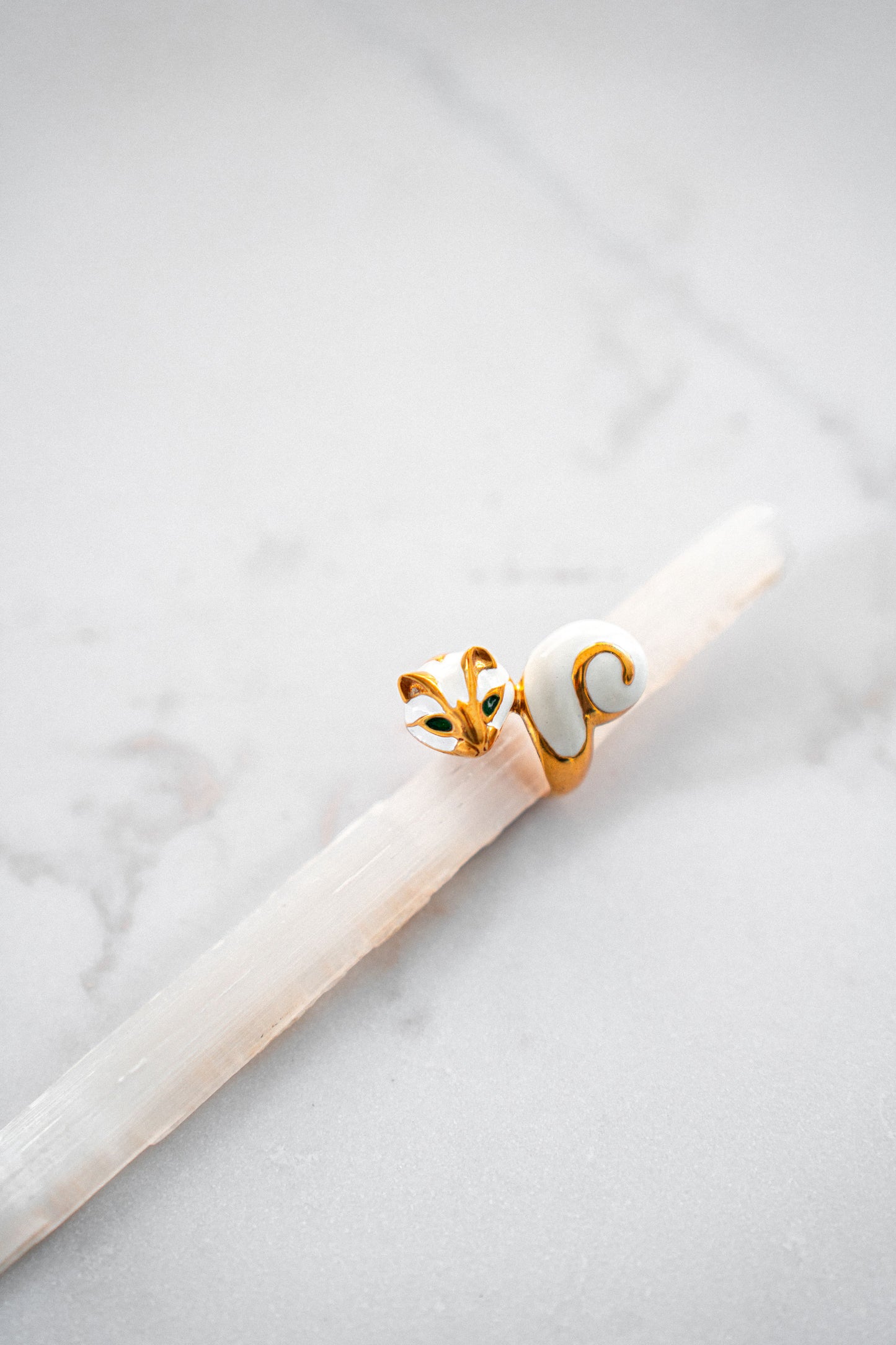 White Wrap Around Cat Ring