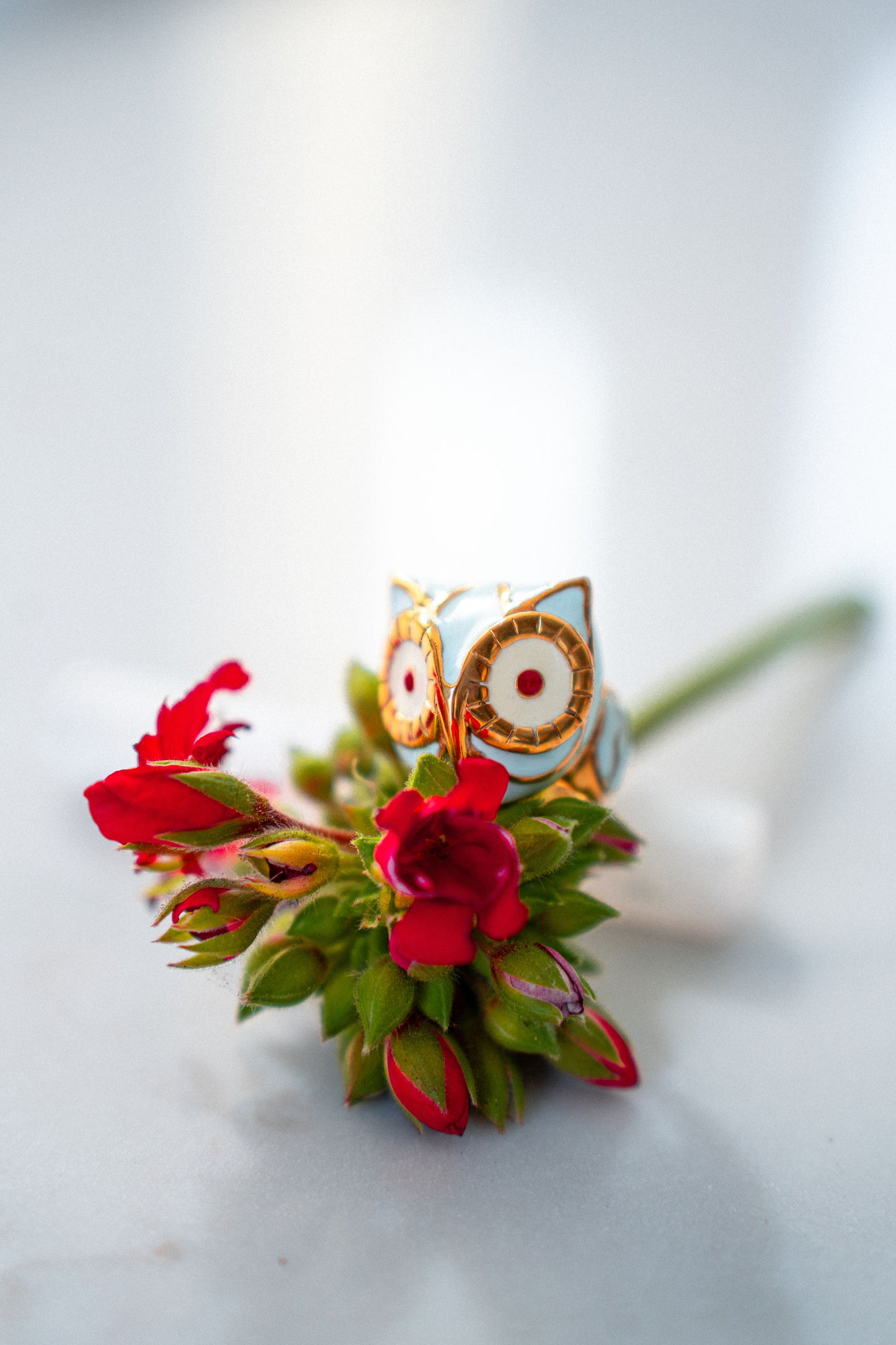 Baby Blue Owl Ring