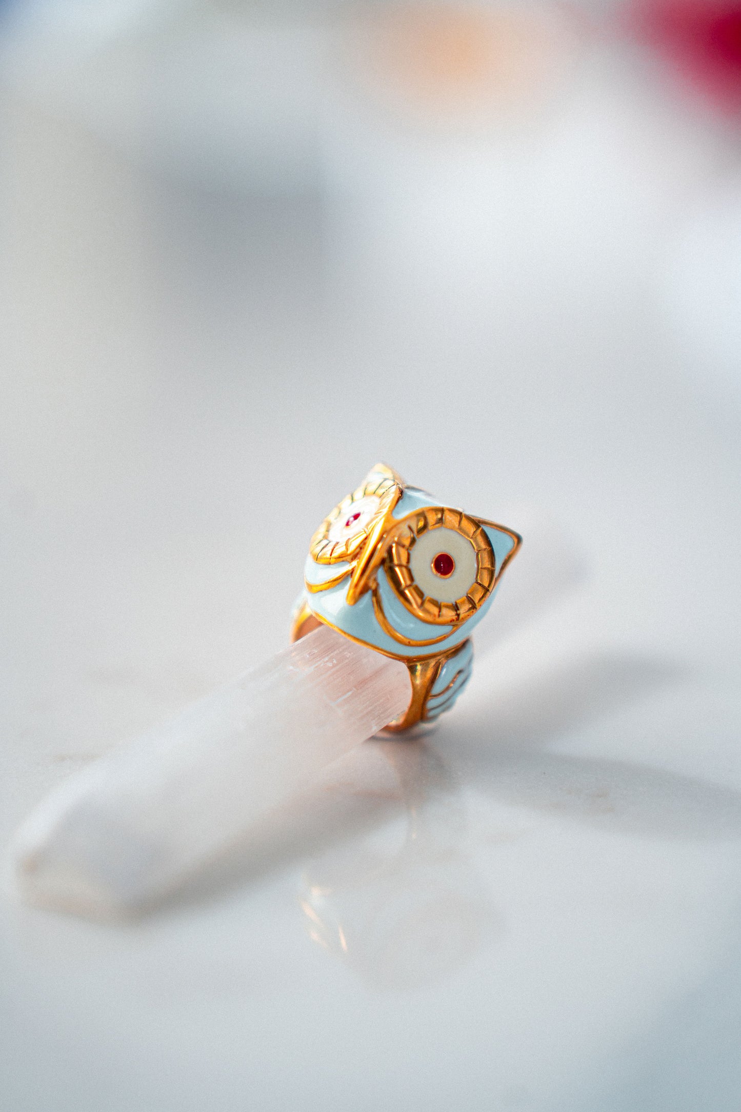 Baby Blue Owl Ring