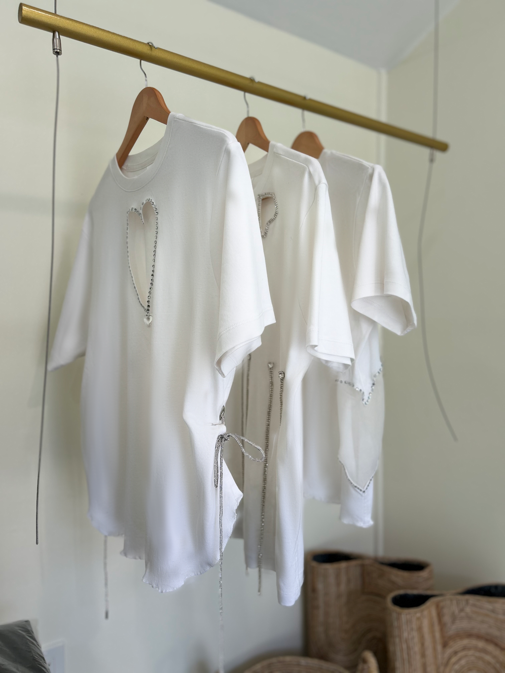 White shiny heart in your heart oversized T-shirt