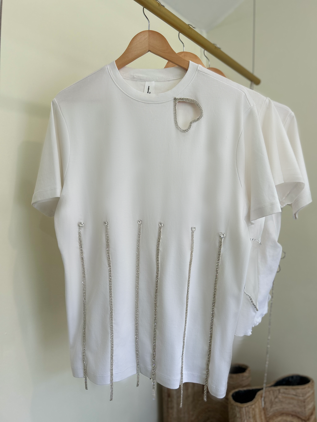 White shiny heart in your heart oversized T-shirt