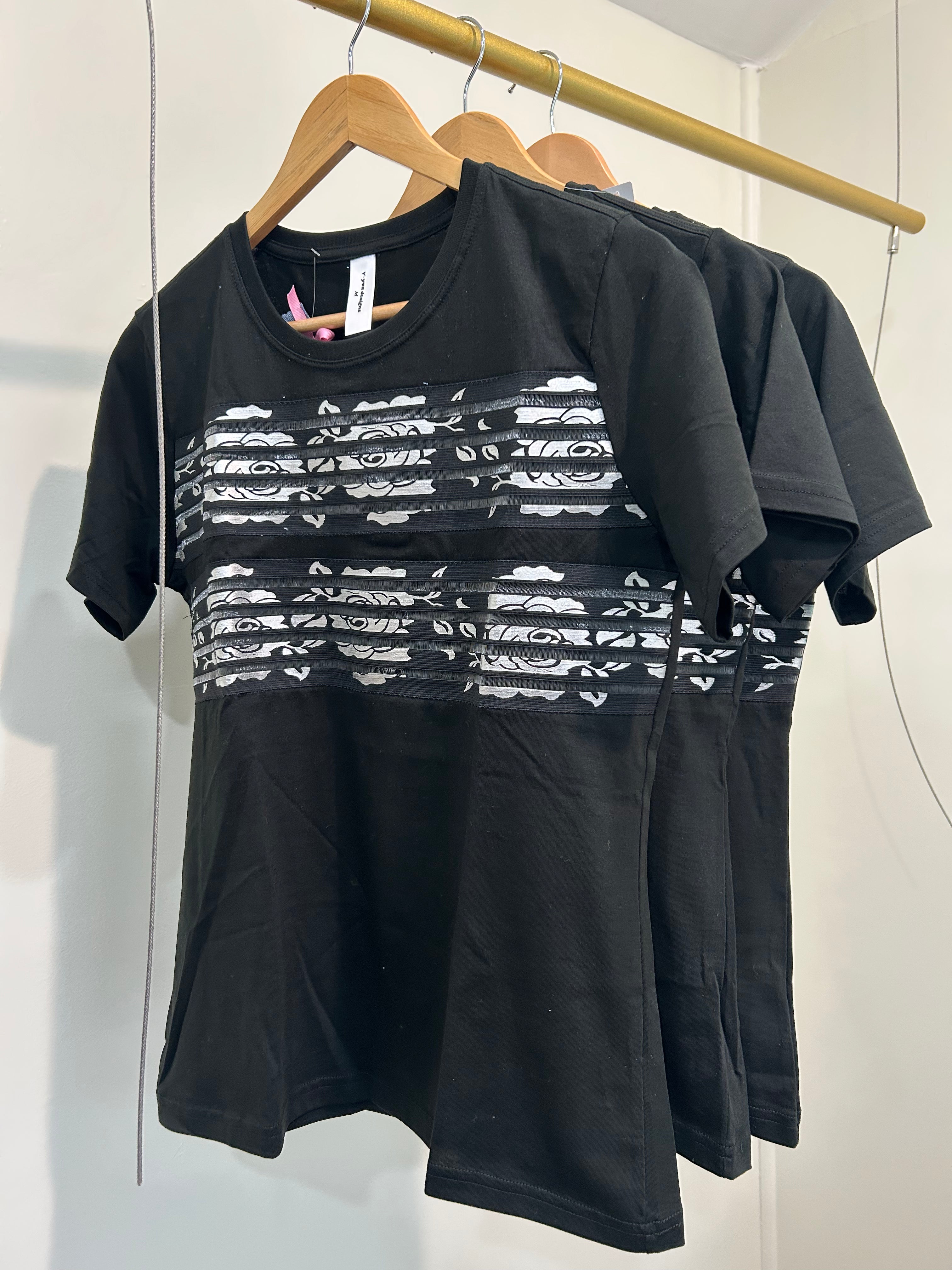 Black Horizontal lined T-shirt