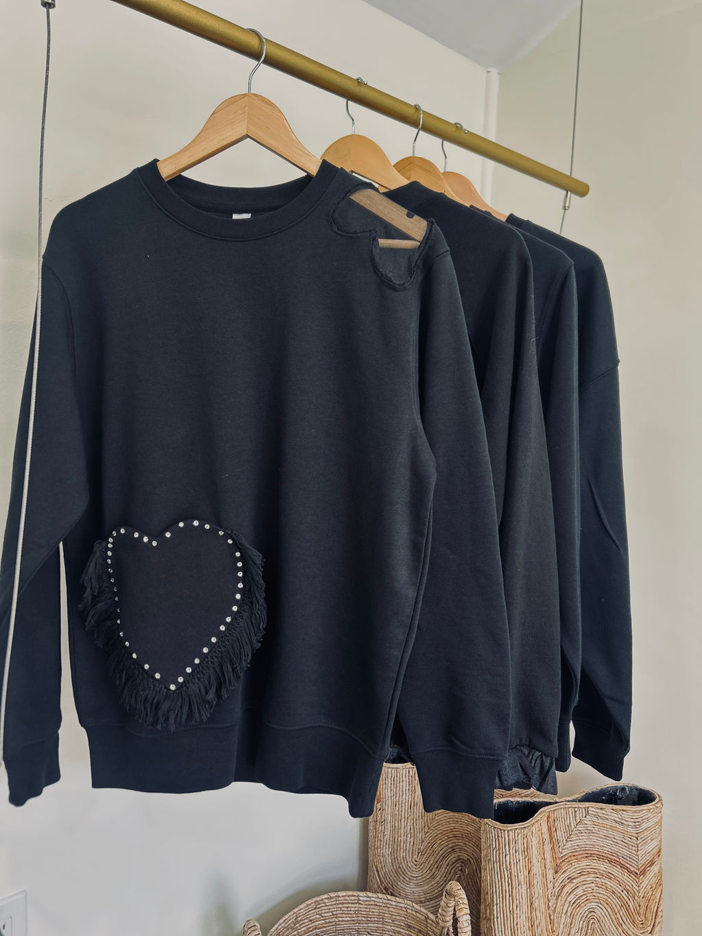 Black Pocket Heart Sweater