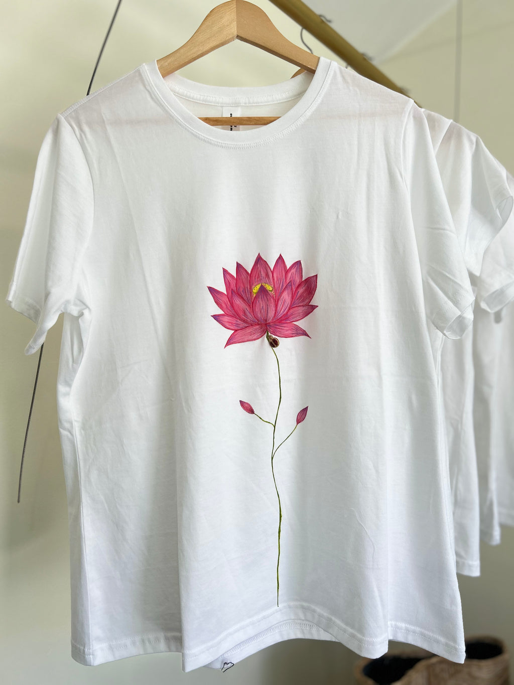 White pink ladybug flower supima cotton T-shirt