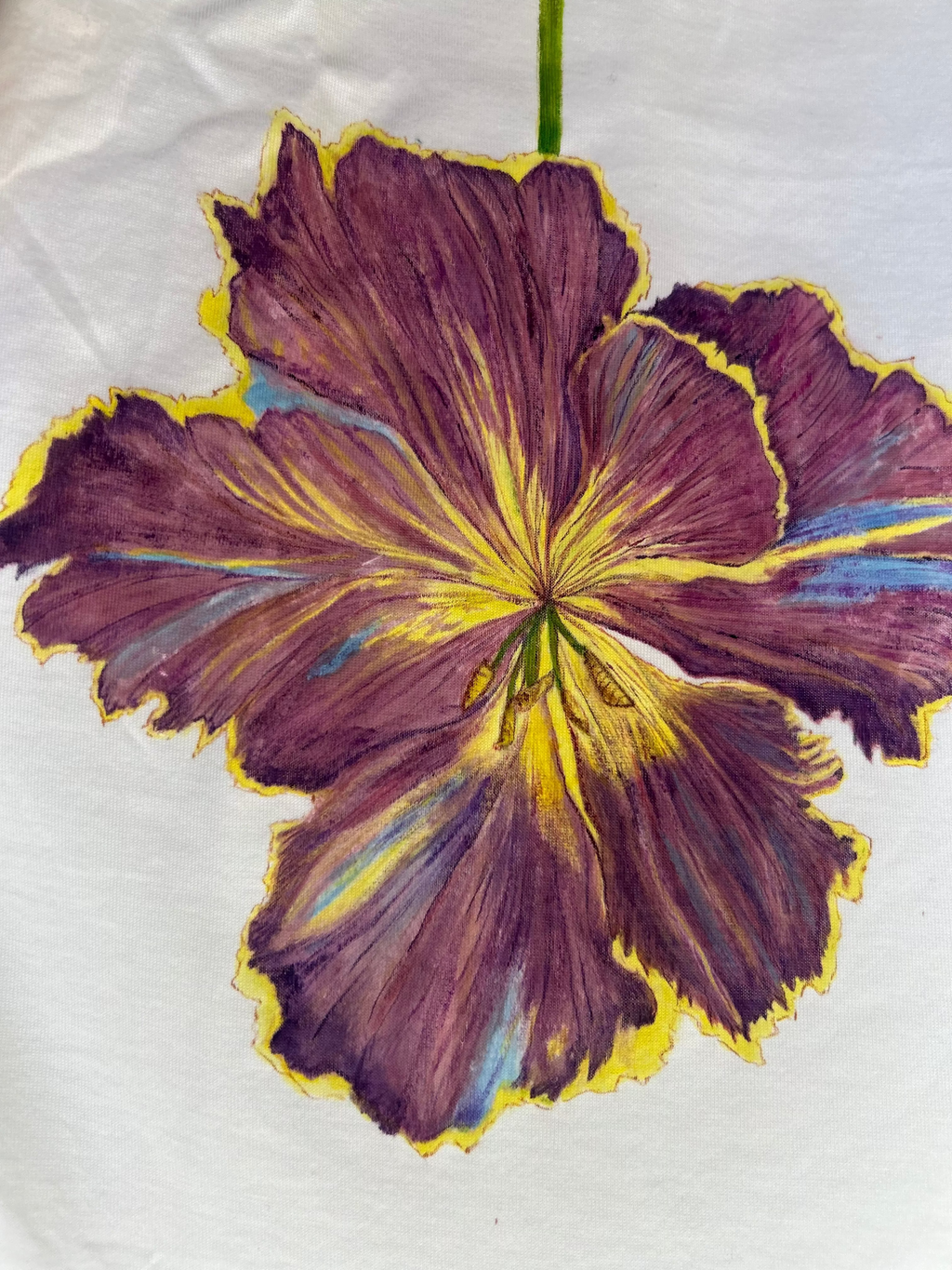 White hanging Hibiscus Flower T-shirt