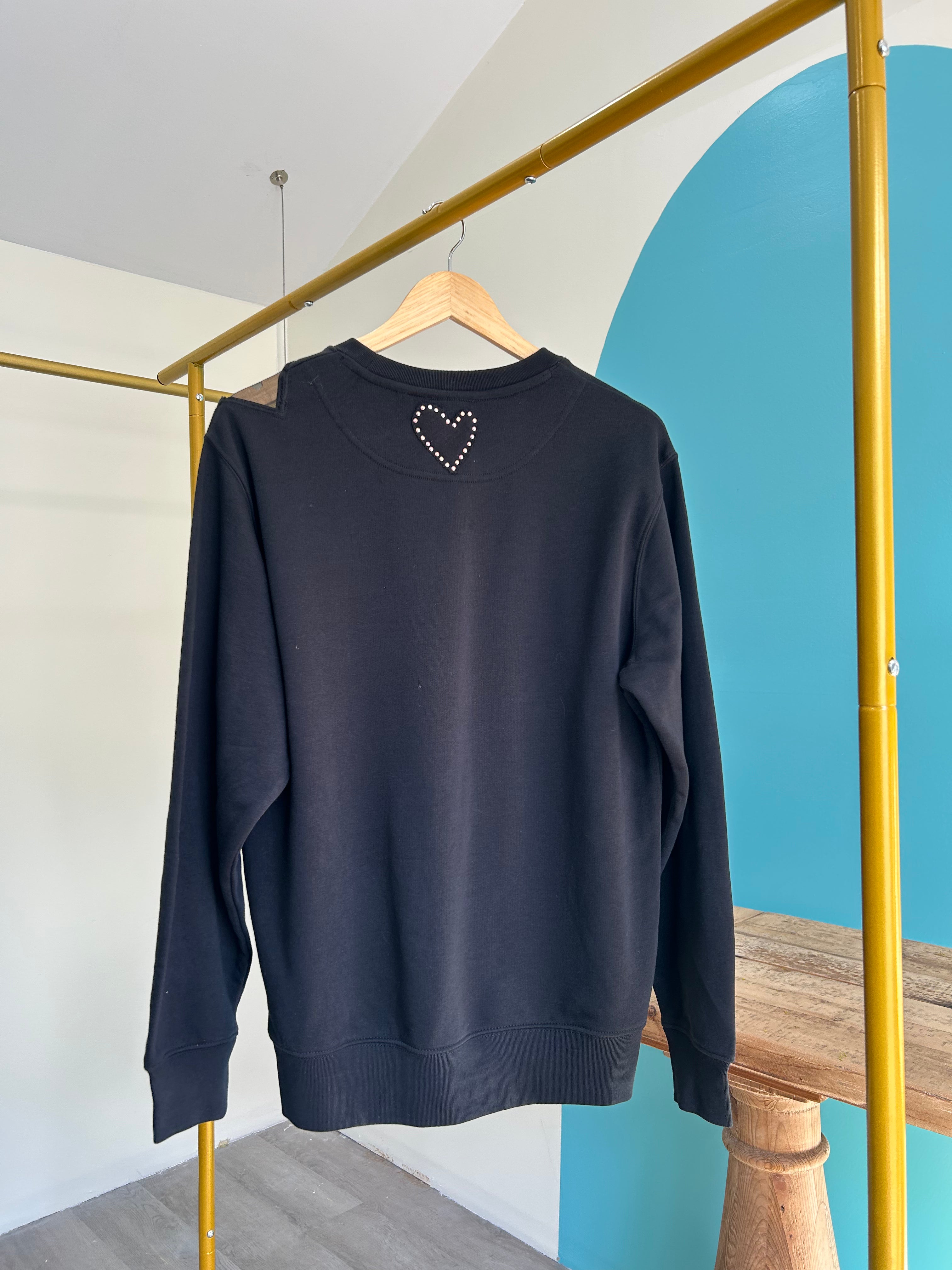 Black Pocket Heart Sweater