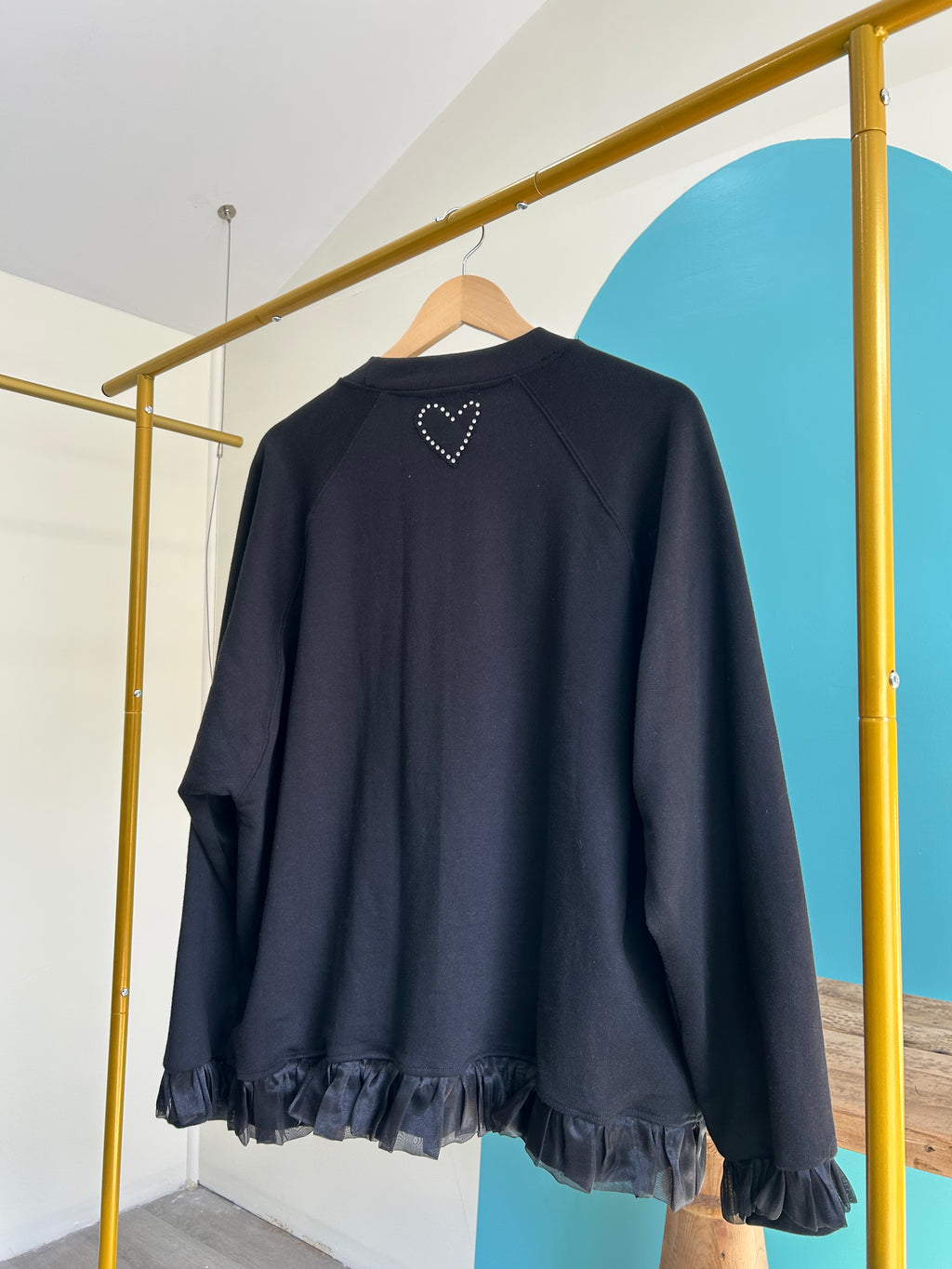 Black Heart Cardigan French Terry Sweater