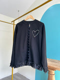 Black Heart Cardigan French Terry Sweater