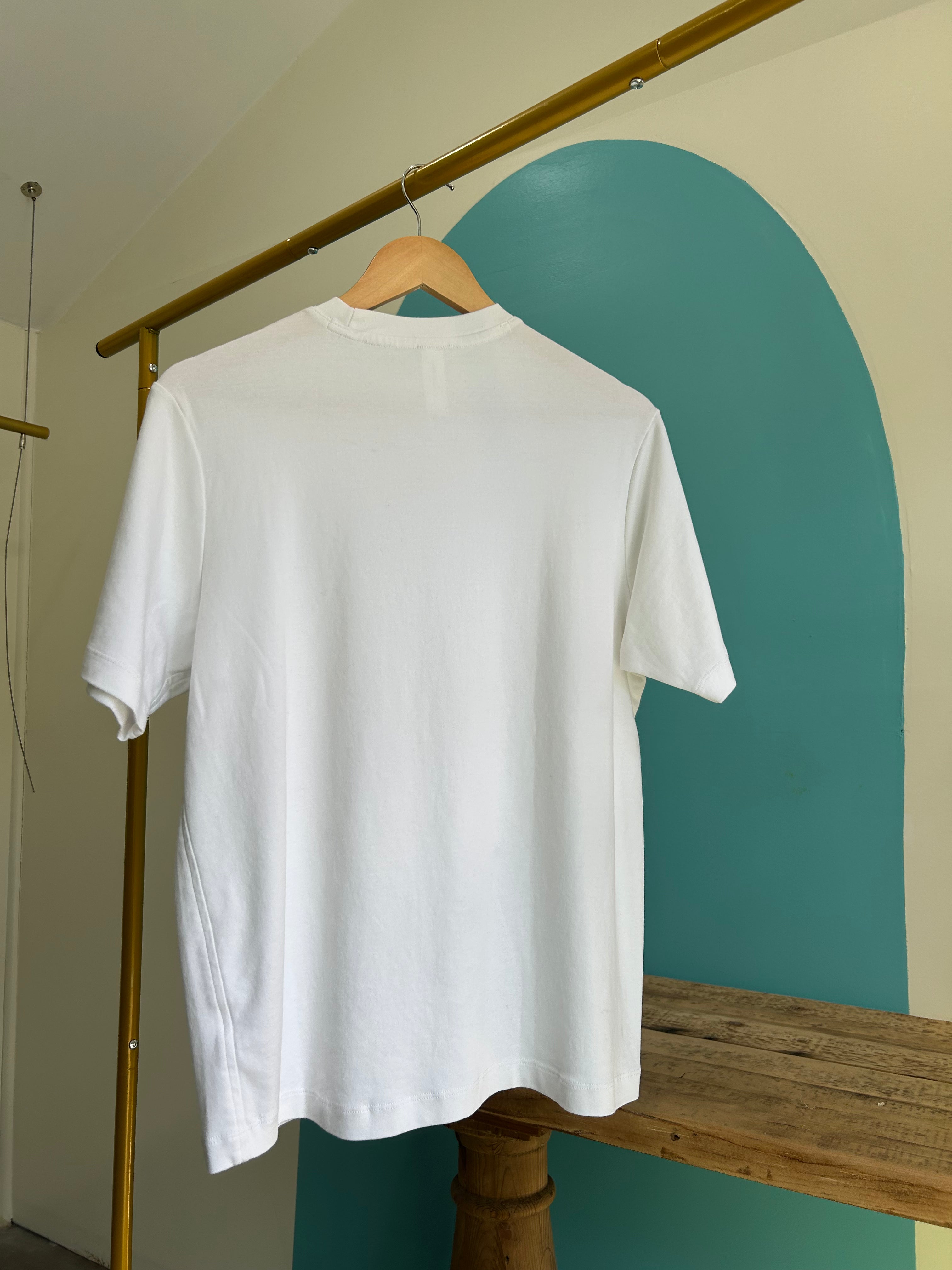 White hanging Hibiscus Flower T-shirt