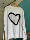 Ruffled lace crewneck sweater