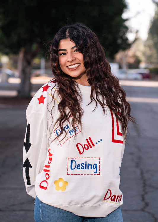 Embroidered Letter "D" Sweater