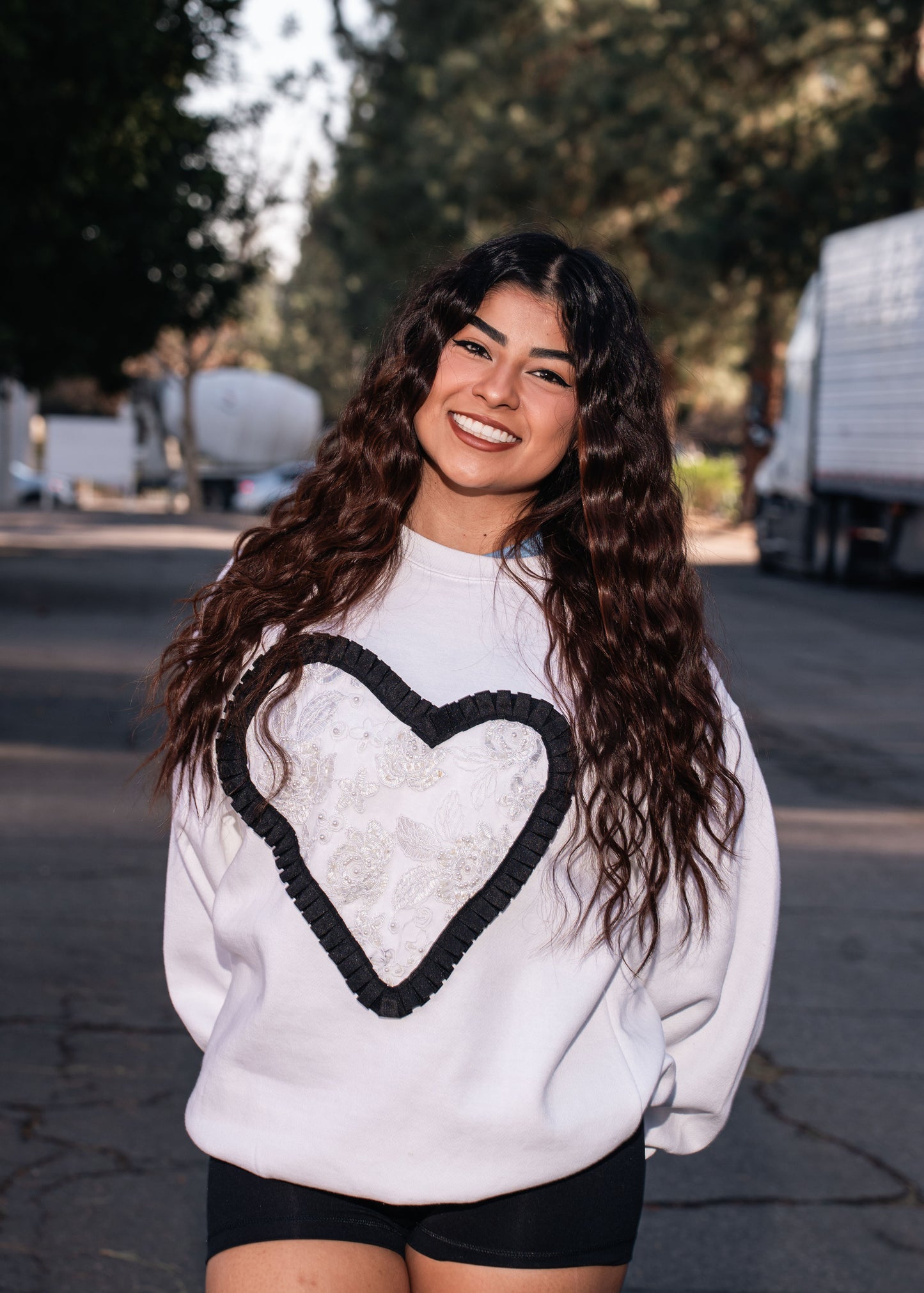 Oversized Black & White Heart Sweater