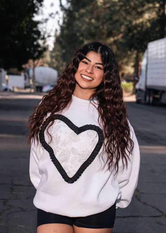 Oversized Black & White Heart Sweater