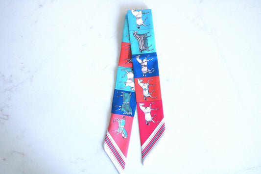 Red/Blue Equestrian Twilly Scarf