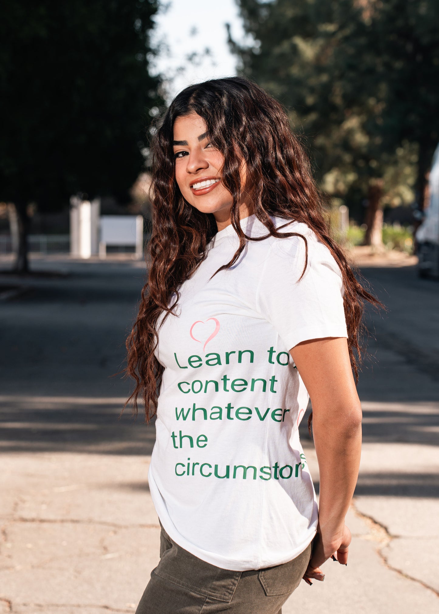 Learn to Be Content White Tee