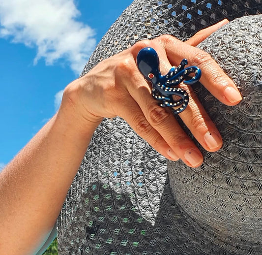 Blue Octopus Ring