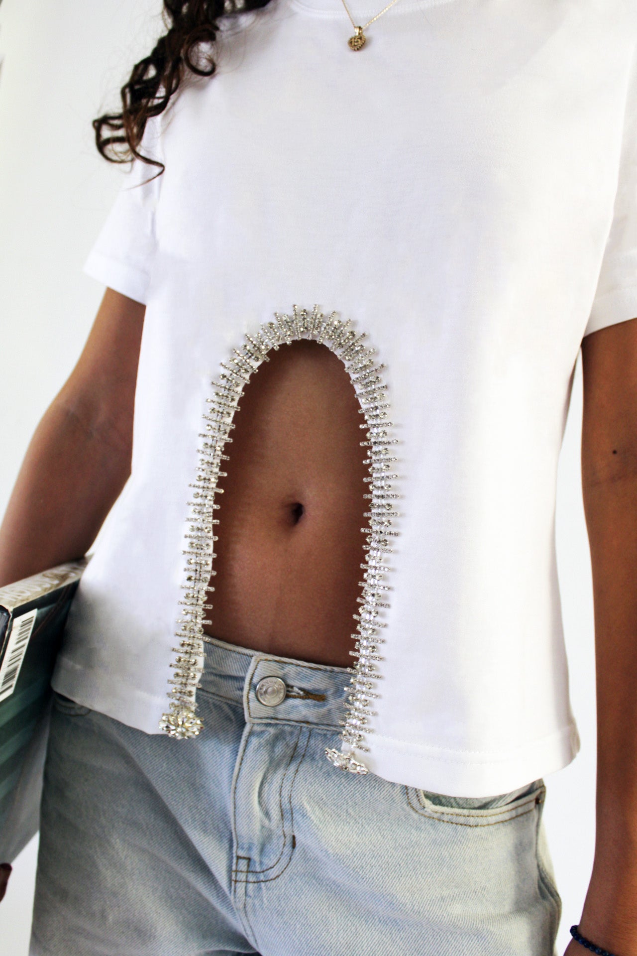 Crystal cut-out tee