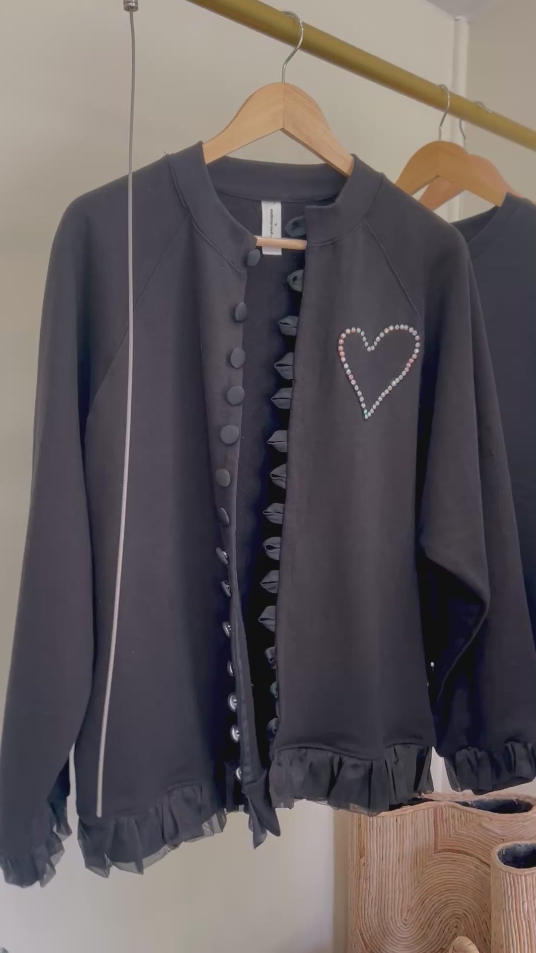 Black Heart Cardigan French Terry Sweater
